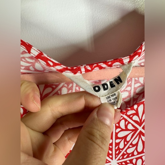 Boden Red and White Patterned Dress sz 12 - Picture 5 of 5